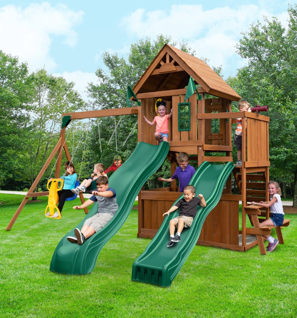 Swing-N-Slide Knightsbridge Deluxe Wood Complete Play Set Swing-N-Slide Knightsbridge Deluxe Wood Complete Play Set
