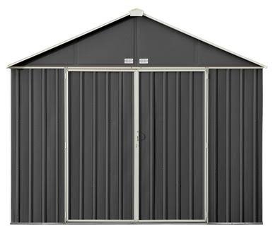 EZEE Shed Steel Storage 10 x 8 ft. Galvanized Extra High Gable Charcoal with Cream Trim EZEE Shed Steel Storage 10 x 8 ft. Galvanized Extra High Gable Charcoal with Cream Trim
