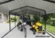 Steel Carport 10 x 24 x 7 ft. Galvanized Black/Eggshell