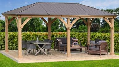 Yardistry Meridian Gazebo with Cedar Wood & Aluminum Roof (12 ft. x 20 ft.) Yardistry Meridian Gazebo with Cedar Wood & Aluminum Roof (12 ft. x 20 ft.)
