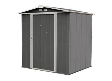 EZEE Shed Steel Storage 6 x 5 ft. Galvanized Low Gable Charcoal with Cream Trim EZEE Shed Steel Storage 6 x 5 ft. Galvanized Low Gable Charcoal with Cream Trim