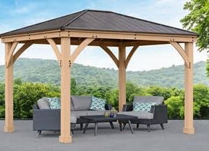 Yardistry 10 x 12 Meridian Gazebo with Cedar Wood & Aluminum Roof