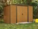 Woodridge 10 x 6 ft. Steel Storage Shed Coffee/Woodgrain - Image 3