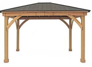 Yardistry Meridian Gazebo with Cedar Wood & Aluminum Roof (11 ft. x 13 ft.)