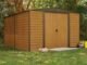 Woodridge 10 x 12 ft. Steel Storage Shed Coffee/Woodgrain - Image 2