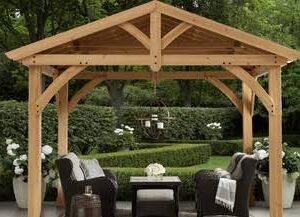 Yardistry Carolina Pavilion with Cedar Wood & Aluminum Roof (11 ft . x 13 ft.)