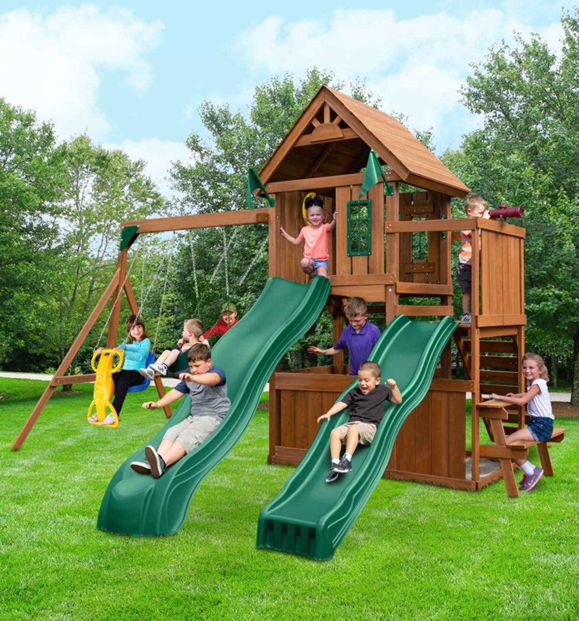 Swing-N-Slide Knightsbridge Deluxe Wood Complete Play Set Swing-N-Slide Knightsbridge Deluxe Wood Complete Play Set