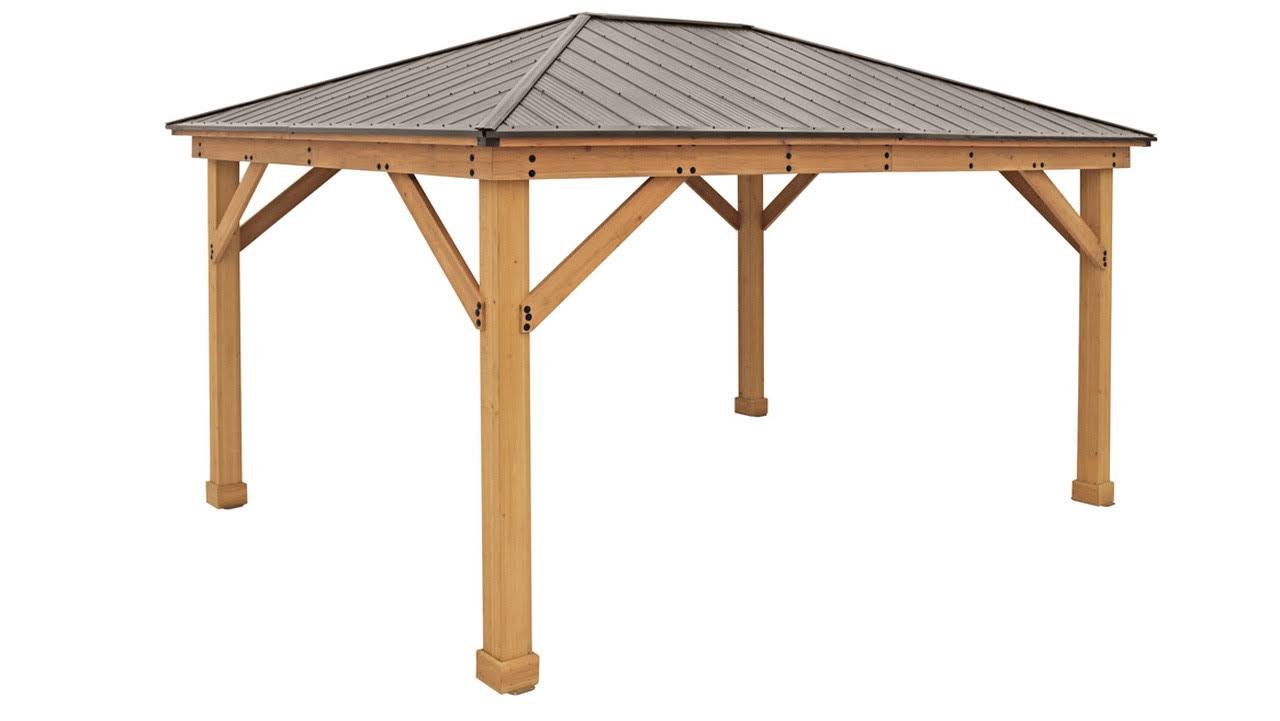Yardistry Meridian Gazebo with Cedar Wood & Aluminum Roof, (12 ft. x 16 ft.) Yardistry Meridian Gazebo with Cedar Wood & Aluminum Roof, (12 ft. x 16 ft.)