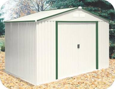 Duramax 10×8 Del Mar Metal Shed + Foundation – Green Trim