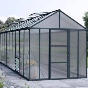 Canopia by Palram Glory 8 ft. x 20 ft. Greenhouse Kit – Grey Structure & Frost Multi Wall Panels