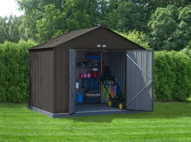 EZEE Shed Steel Storage 10 x 8 ft. Galvanized Extra High Gable Charcoal EZEE Shed Steel Storage 10 x 8 ft. Galvanized Extra High Gable Charcoal