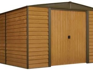 Woodridge 10 x 12 ft. Steel Storage Shed Coffee/Woodgrain