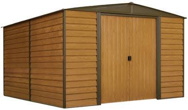 Woodridge 10 x 12 ft. Steel Storage Shed Coffee/Woodgrain Woodridge 10 x 12 ft. Steel Storage Shed Coffee/Woodgrain