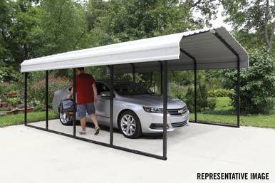 Steel Carport 12 x 29 x 7 ft. Galvanized Black/Eggshell Steel Carport 12 x 29 x 7 ft. Galvanized Black/Eggshell
