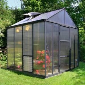Canopia by Palram Glory 8 ft. x 8 ft. Greenhouse Kit – Grey Structure & Frost Multi Wall Panels