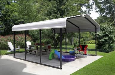 Steel Carport 10 x 15 x 7 ft. Galvanized Black/Eggshell Steel Carport 10 x 15 x 7 ft. Galvanized Black/Eggshell
